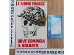 Adesivo sticker antimilitare anarchia "L'uomo finisce dove comincia il soldato"