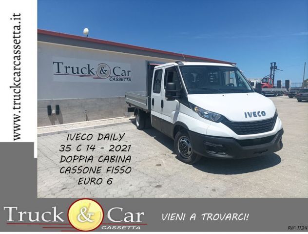 RIF.1124 IVECO DAILY 35 C 14 – 2021 – DOPPIA CABINA – CASSONE FISSO – EURO 6