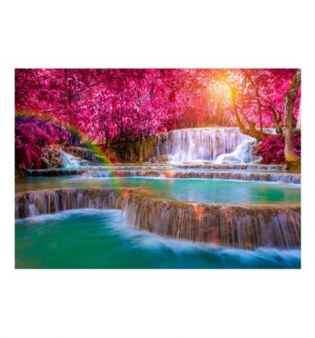 Fotomurale Adesivo Con Una Cascata E Alberi Rosa Arredalacasa - Foto 2