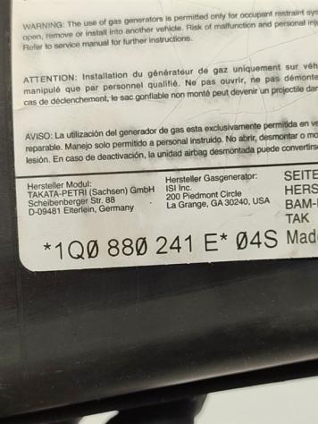 AIRBAG SEDILE SINISTRO VOLKSWAGEN Eos Serie (1F7) 1Q0880241E BWA (0610) - Foto 2