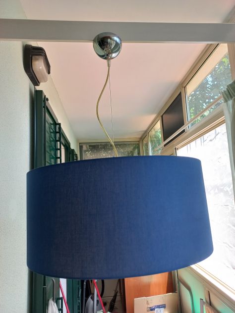 Lampadario paralume tessuto bluette E27 60euro - Foto 2