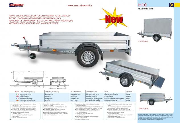 Rimorchio Cresci H10 750/950/1100/1300 Kg