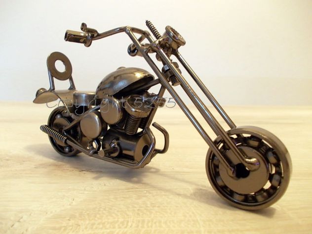 MODELLINI da COLLEZIONISMO MOTO CUSTOM CHOPPER HARLEY HD in METALLO FATTE A MANO - Foto 6