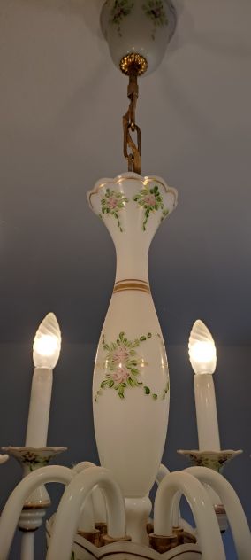 LAMPADARIO + ABAT JOUR IN PORCELLANA - Foto 4