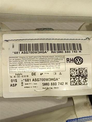 AIRBAG A TENDINA LATERALE PASSEGGERO VOLKSWAGEN Golf 6 Plus 5M0880742H (0812) - Foto 2