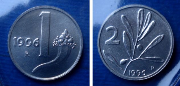 REPUBBLICA ITALIANA COPPIA 1 LIRA 2 LIRE 1996 FDC SIGILLATE DA SERIE ZECCA
