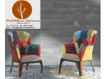 Mobili Rustici Poltrona con Braccioli Imbottita Tessuto Patchwork Cod 324M
