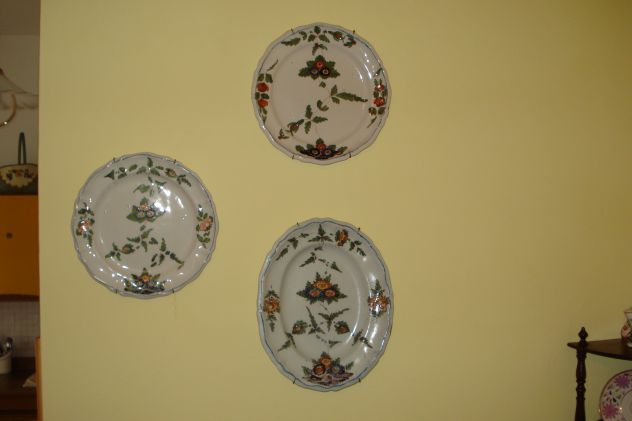 Piatti antichi '700 LA MAIOLICA DEGLI ANTONIBON decoro Tacchiolo,set 3 piatti