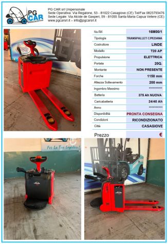 Transpallet c/ pedana Linde T20 AP (RIGENERATO) – Batteria 375