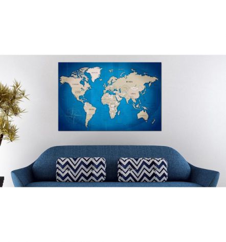 Quadro Di Sughero Mappamondo Sfondo Blu Arredalacasa - Foto 2