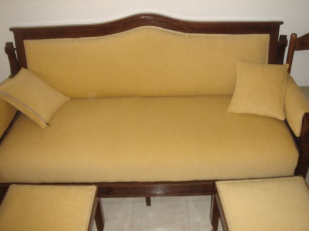 Salotto fine 800 restaurato divano 3 posti - 2 poltroncine + 2 puff - Foto 6