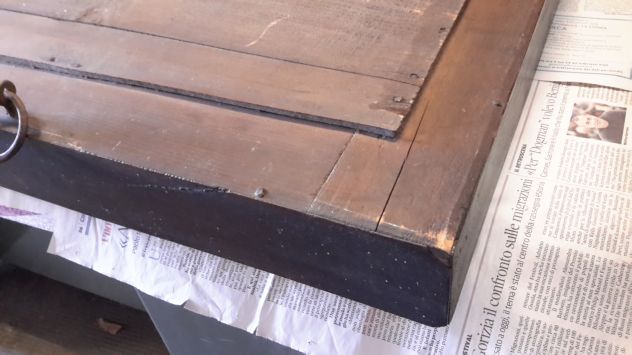 Specchio in legno con attorno cornice in radica di tartaruga, originale francese - Foto 3
