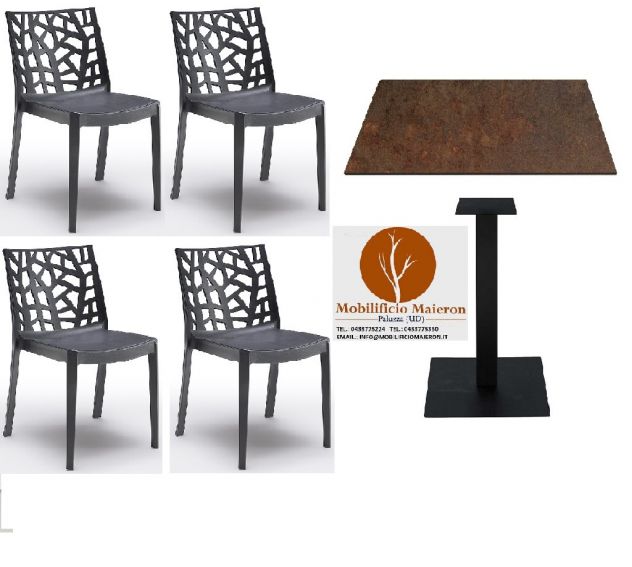 Set Ferrara Per Arredo Bar Ristorante Pizzeria Tavoli HPL Sedie Polipropilene