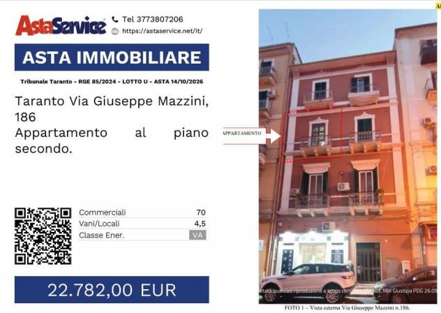Tribunale Taranto - RGE 85/2024 - LOTTO U - Tribunale Taranto - RGE 85/2024 - LOTTO U - ASTA 14/10/2026