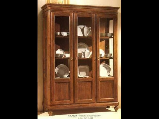 Cristallera Udine 3 Ante Vetro cod 001 in Legno Arredo Arte Povera