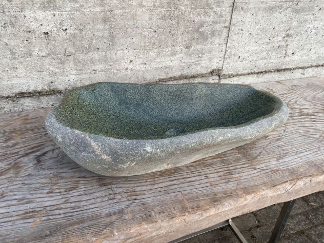 Lavabo lavandino da appoggio in pietra sasso verde - Foto 6