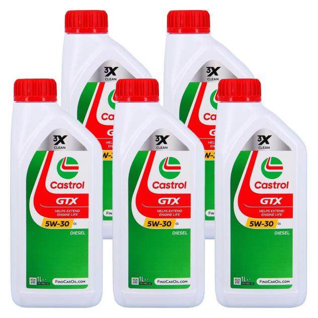 Kit 5 lt olio motore Castrol GTX C4 5w30 Protezione avanzata per il tuo motore