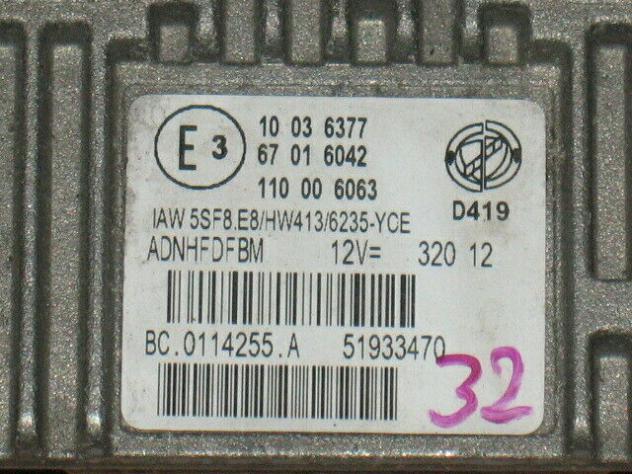 5SF8E8 51933470 ECU GPL Lancia 1.2 IAW 5SF8.E8 51933470 HW413 pronta all'uso - Foto 2