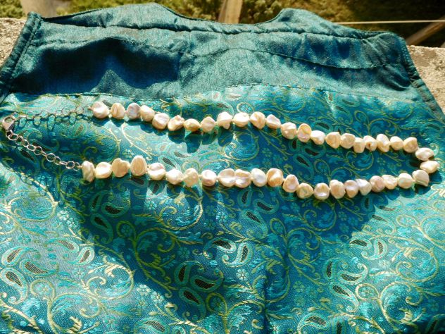 Collana perle Keshi naturali, chiusura e catenella in argento 925.Nuova! - Foto 2