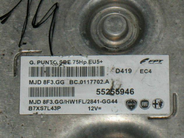55255946 ECU FIAT PUNTO 1.3 75HP 55255946 MJD 8F3.GG MJD8F3.GG HW1FL - Foto 2
