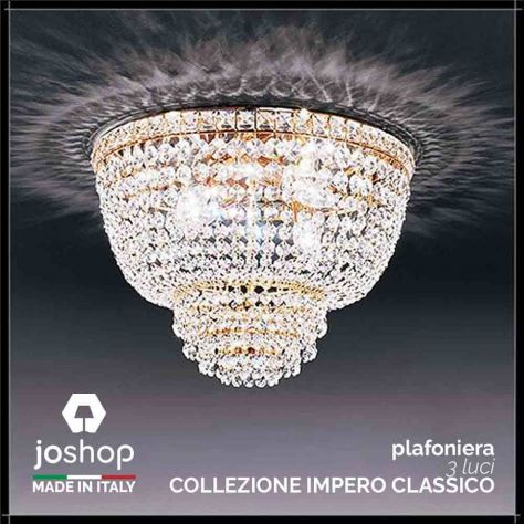 plafoniera vienna 3 luci impero classico pendagli cristalli nuovo elegante - Foto 2