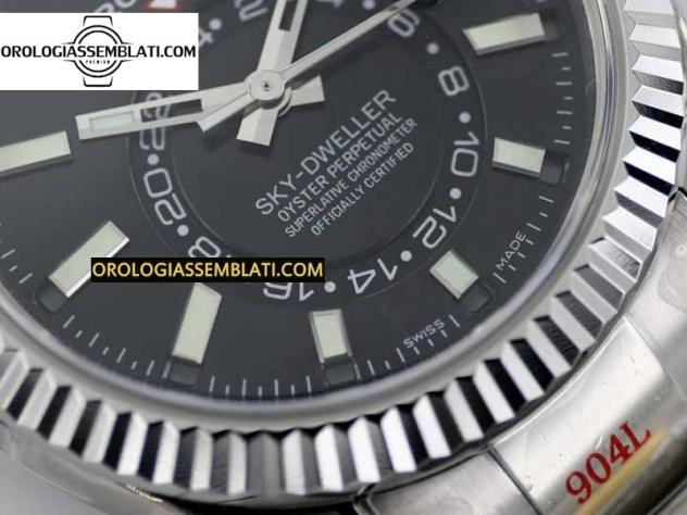 Replica Rolex Assemblata SKY-DWELLER 326934 904L SS 1:1 BEST EDITION QUADRANTE NERO SU BRACCIALE SS DA 23J A 9001 - Foto 3