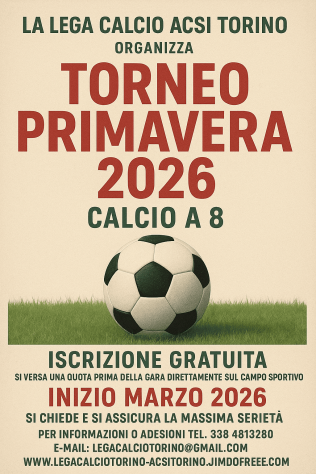 Torneo Primavera 2026 di calcio a 8 in Torino. - Foto 2