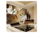 Fotomurale Adesivo Fiori Eleganti Su Sfondo Marrone Chiaro ARREDALACASA