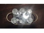 Vassoio vintage con 6 bicchieri in vetro