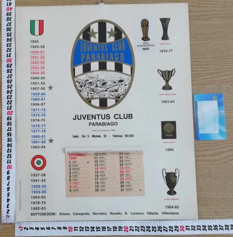 Calendario campionato calcio Serie A 1984-1985 Juventus club Parabiago - Foto 4