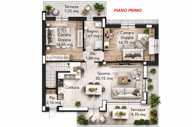 Appartamento in vendita a San Miniato 80 mq Rif: 1395446 - Foto 2