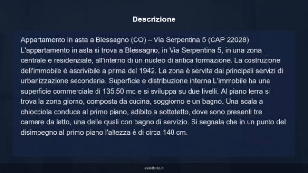 Immobile in asta di 135 m² con più di 5 locali in vendita a Blessagno - Foto 9