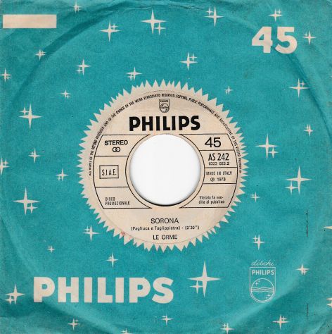 LE ORME - Sorona - Promo Juke-Box - 7'' / 45 giri 1973 Italy Philips
