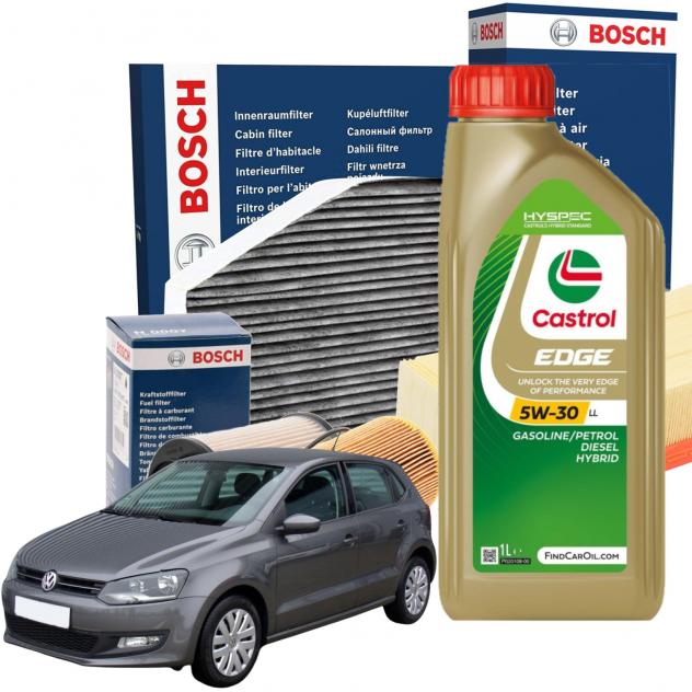 Kit Tagliando 5 litri olio motore Castrol Edge LL 5w30 per Volkswagen Polo
