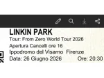 N.2 Biglietti Concerto Linkin Park 26/6/26