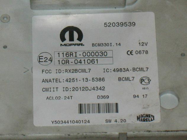 52039539 Centralina body computer bcm fiat 500l 52039539 116ri-000030 - Foto 2