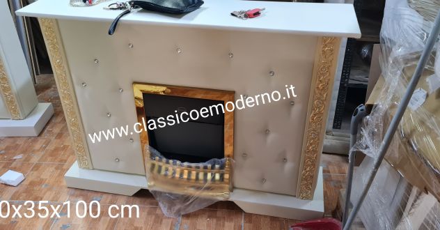 Camino ecopelle elettrico da 140 cm stile barocco con spedizione