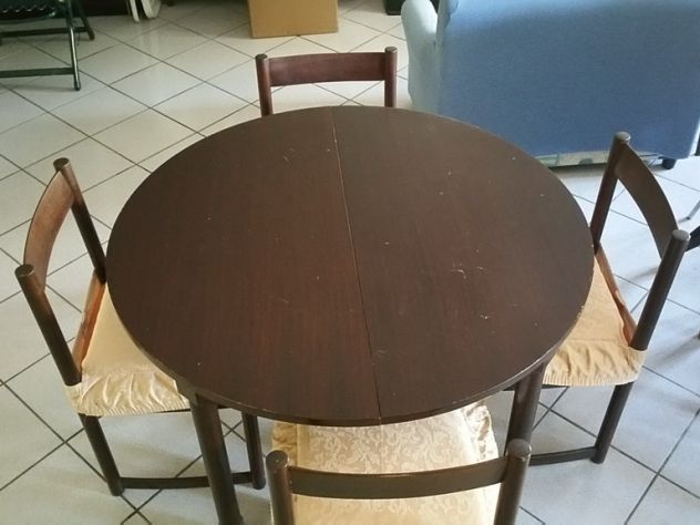 Tavolo rotondo anni '60 '70 in palissandro - Foto 4