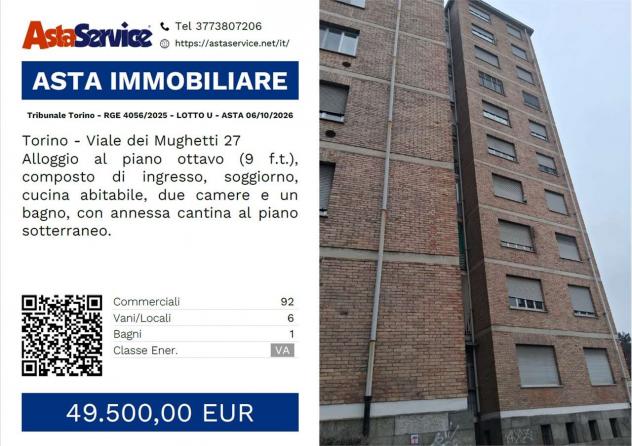 4056/2025 U TO - Tribunale Torino - RGE 4056/2025 - LOTTO U - ASTA 06/10/2026