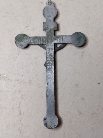 ANTICO CROCIFISSO SOUVENIR DELLE MISSIONI IN METALLO DI FUSIONE EPOCA 800 - Foto 7