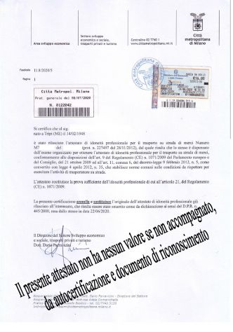Preposto gestore trasporti Conto terzi