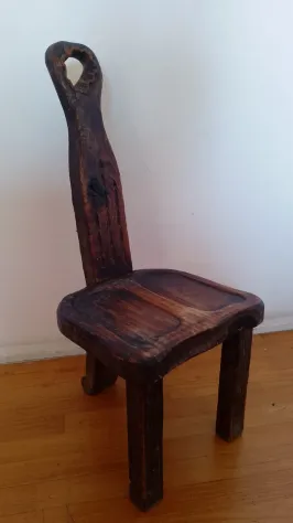 Vendesi splendida sedia tripode rustica ad alto schienale antica (inizio 900) - Foto 7