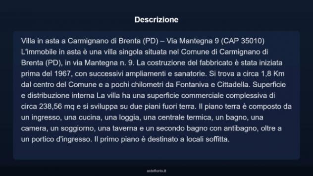 Immobile in asta di 238 m² con più di 5 locali e box auto in vendita a Carmignano di Brenta - Foto 18