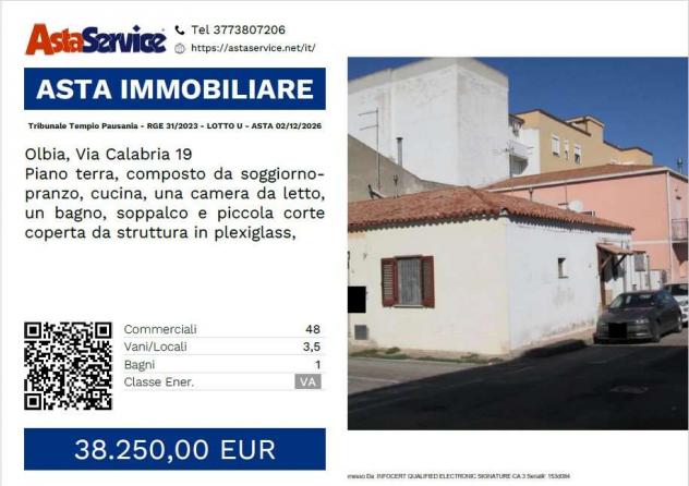 Tribunale Tempio Pausania - RGE 31/2023 - LOTTO U - Tribunale Tempio Pausania - RGE 31/2023 - LOTTO U - ASTA 02/12/2026