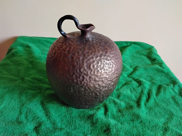 Vaso Ars Artigiana Deruta vintage a sfera color rame scuro - Foto 2
