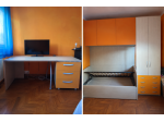Cameretta completa con letto a ponte, armadio, scrivania e cassettiera