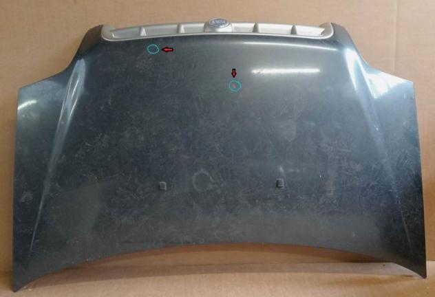 COFANO ANT. GRIGIO MEDIO MET (2 Bullini) 999-U1305295 Carrozzeria  Lamierati esterni  Cofano  Cofano ant. FIAT - DOBLO - 01-01-2001 - 01-10-2005, FIAT