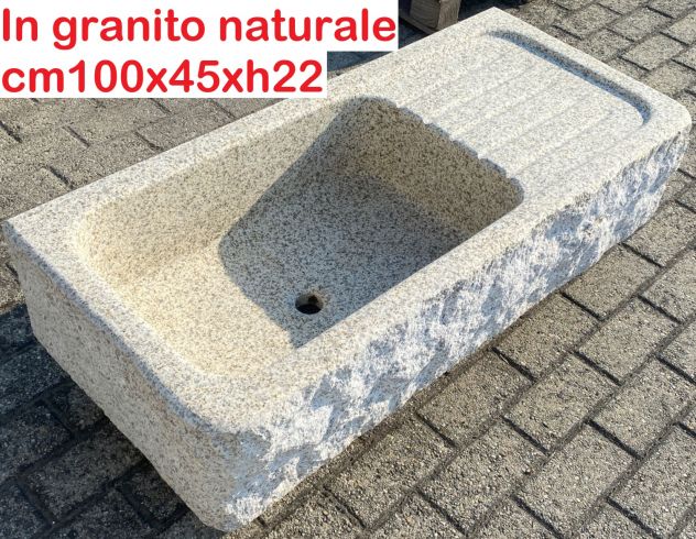 Lavello lavandino per cucina in pietra granito beige 100x45cm
