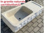 Lavello lavandino per cucina in pietra granito beige 100x45cm