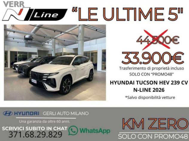 HYUNDAI Tucson 1.6 A/T HEV FULL HYBRID "N-LINE" KM ZERO 05/2026 - rif. 23833003 - Foto 8